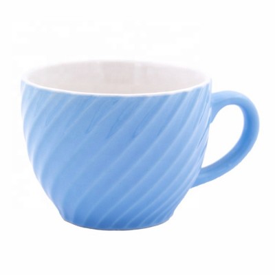 160ml embossed diagonal stripes ceramic small coffee cups