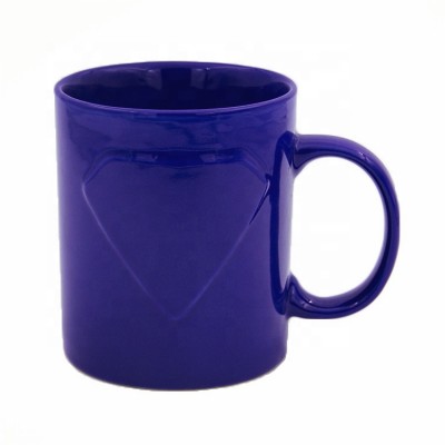 Solid color glazed logo embossed custom coffee cup ceramic