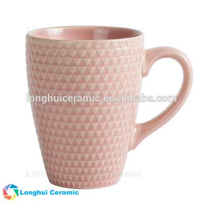 450ml large chic personalised embossed color glazed cup ceramic