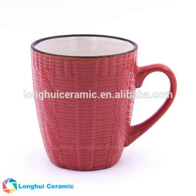 8oz sweater wool embossed knitted ceramic mug